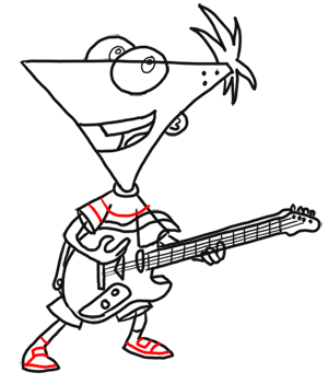 Step 16 How to Draw Phineas Playing Guitar from Phineas and Ferb for Kids : Step by Step Drawing Lesson Step 16 How to Draw Phineas Playing Guitar from Phineas and Ferb for Kids : Step by Step Drawing Lesson