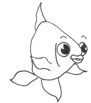 Finished How to Draw a Cartoon Fish Step by Step Drawing Tutorial for Kids