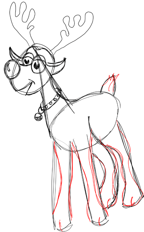Step 15 How to Draw Cartoon Reindeers Step by Step Drawing Lessons