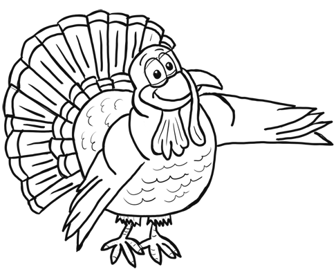finished Drawing of Cartoon Turkey for Thanksgiving Holiday