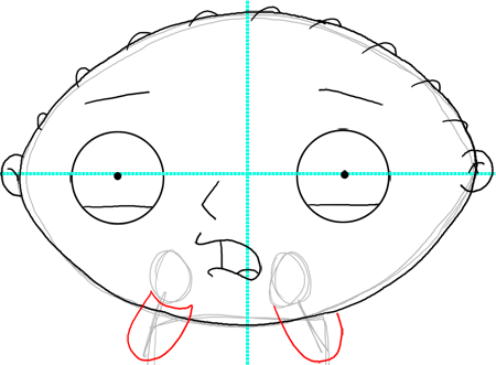 Step 8 How to Draw Stewie from Family Guy : Step by Step Drawing Lesson