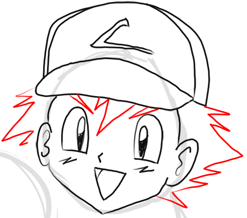 Step 10 How to Draw Ash Ketchum from Pokemon : Step by Step Drawing Lesson