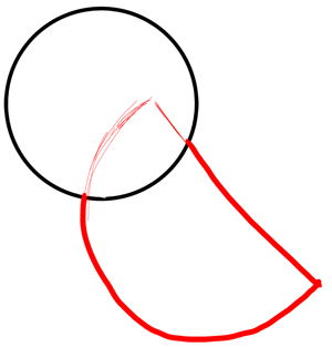 Step 2 in drawing cupid for Valentine's Day