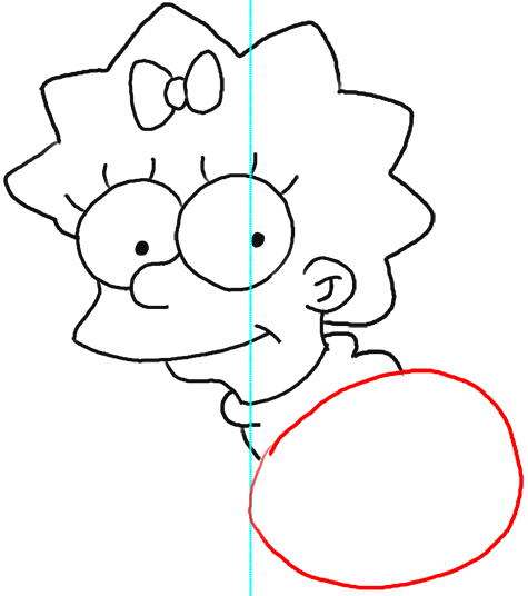 Step 12 How to Draw Maggie Simpson from The Simpsons : Step by Step Drawing Lesson
