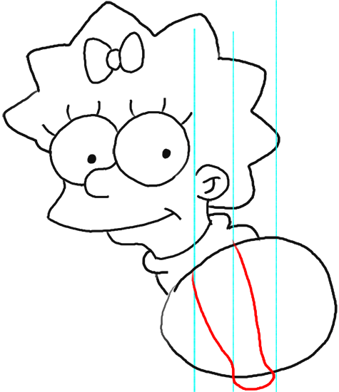 Step 13 How to Draw Maggie Simpson from The Simpsons : Step by Step Drawing Lesson