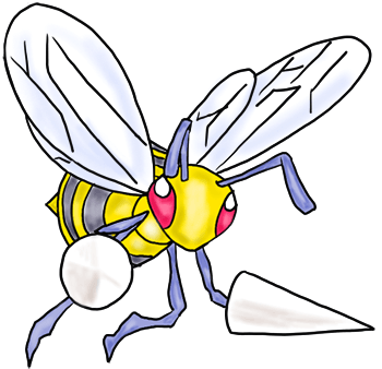 Finished Colorized Beedril from Pokemon Drawing Tutorial