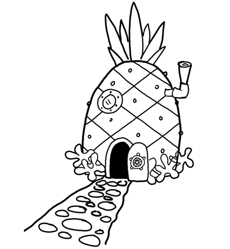 Finished Drawing of a Pineapple House in Bikini Bottom