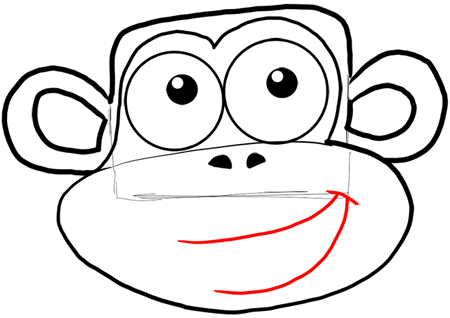 Step 8 Drawing Boots the Monkey from Dora the Explorer