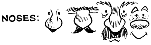 Add Cartoon Comic Noses to Cartooning of Face / Head