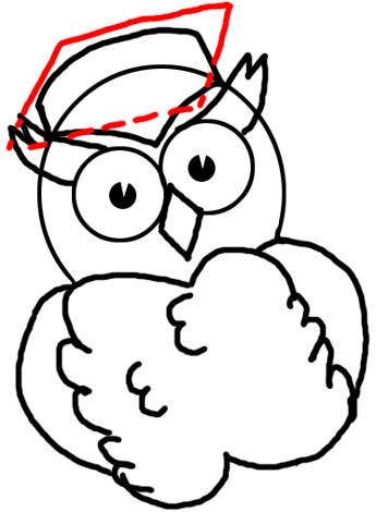 Step 9 Drawing Comic Cartoon Owls with Graduation Cap on