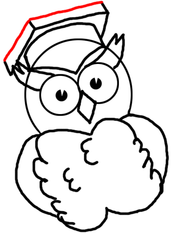 Step 11 Drawing Comic Cartoon Owls with Graduation Cap on
