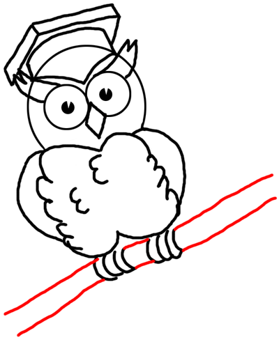 Step 14 Drawing Comic Cartoon Owls with Graduation Cap on