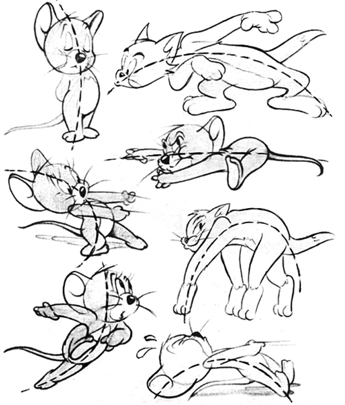 Examples of How to Draw Cartoons in Action for Comics and Animation with Line of Action