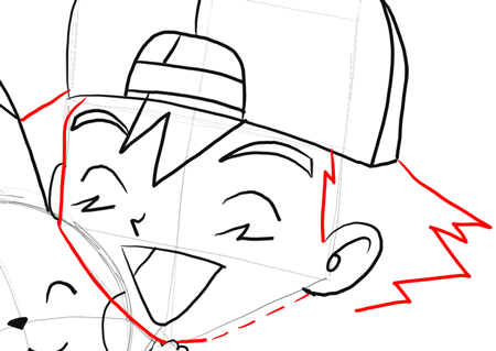 Step 14 Ash Hugging Pikachu Pokemon Drawing Tutorial for Kids