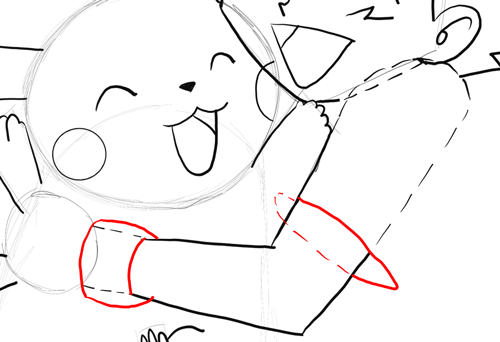 Step 16 Ash Hugging Pikachu Pokemon Drawing Tutorial for Kids