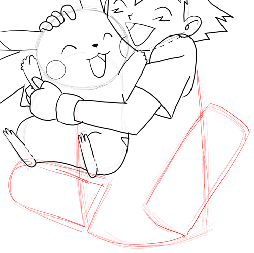 Step 20 Ash Hugging Pikachu Pokemon Drawing Tutorial for Kids