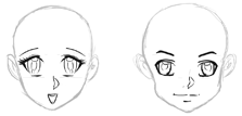 Observe and compare the difference between the two empty heads and see how the SHAPE affects a character. Talking about head construction, the shape is the key to make a male or female head .