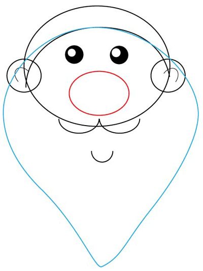 Step 2 : Drawing Santa Clause's Face and Head Step 2 : Drawing Santa Clause's Face and Head