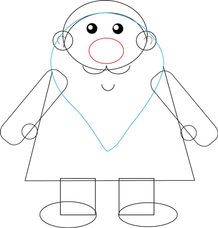 Step 4 : Drawing Santa Clause's Body with Basic Shapes Step 4 : Drawing Santa Clause's Body with Basic Shapes