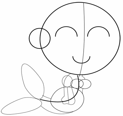 02-mermaid Step 2 : Drawing Cartoon Mermaids Swimming in Ocean Waters in Easy Steps