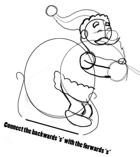 05-santa Step 5 : Drawing Santa Clause Reindeer Sleigh Flying Lesson