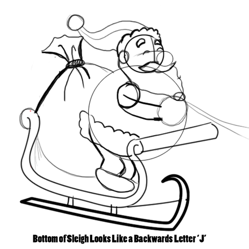 06-santa Step 6 : Drawing Santa Clause Reindeer Sleigh Flying Lesson