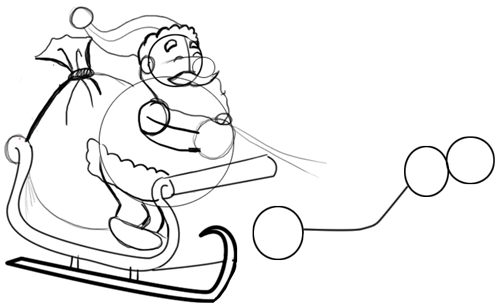 07-santa Step 7 : Drawing Santa Clause Reindeer Sleigh Flying Lesson