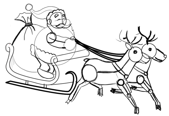 10-santa Step 10 : Drawing Santa Clause Reindeer Sleigh Flying Lesson