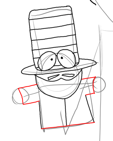 11-mr-garrison Step 11 : Drawing Mr. Garrison and Puppet Mr. Hat Step by Step