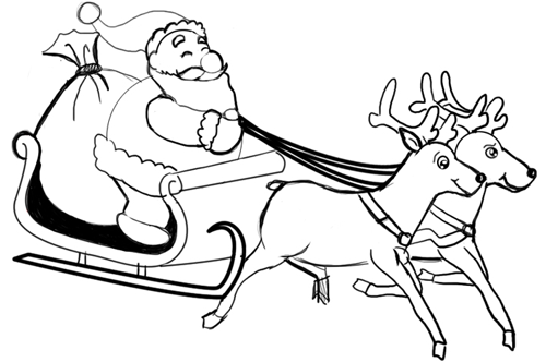 11-santa Step 11 : Drawing Santa Clause Reindeer Sleigh Flying Lesson