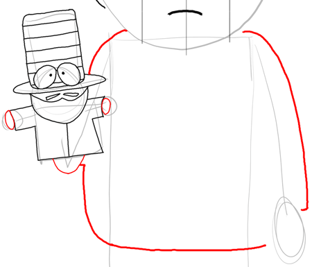 12-mr-garrison Step 12 : Drawing Mr. Garrison and Puppet Mr. Hat Step by Step