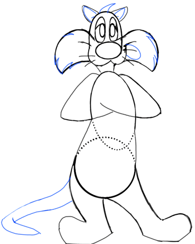 Step06 Step 6 : Drawing Sylvester Cat from Looney Tunes Step by Step Drawing Tutorial