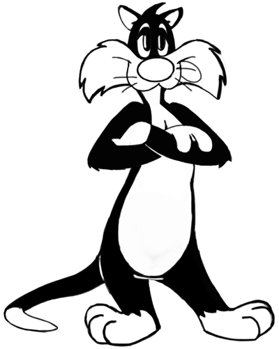 Step10 Step 10 : Drawing Sylvester Cat from Looney Tunes Step by Step Drawing Tutorial