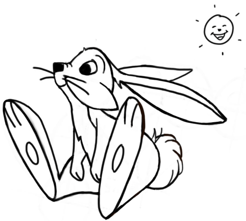 finished-hare-bunny-rabbit-bw Finished Drawing of Cartoon Bunnies