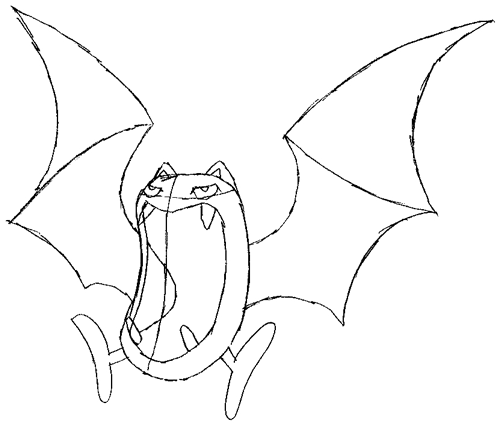 golbat-04 Step 4 : Drawing Golbat from Pokemon Drawing Lesson