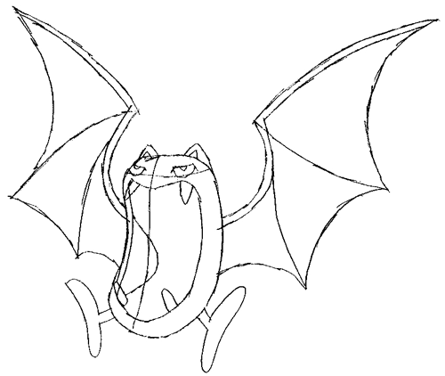 golbat-05 Step 5 : Drawing Golbat from Pokemon Drawing Lesson