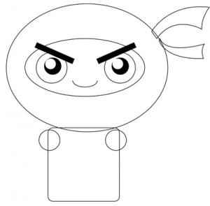 Step 2 : Drawing Cartoon Chibi Ninjas Steps Tutorial