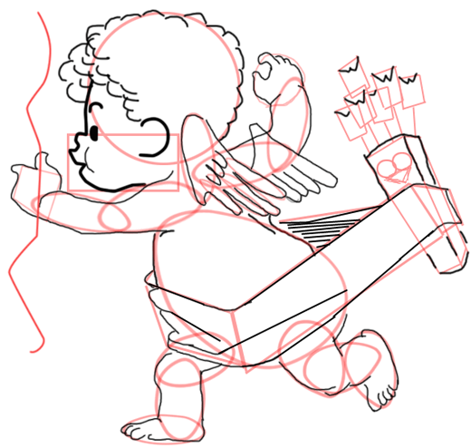 15 Step 15 : Drawing Baby Cupid Step by Step Tutorial