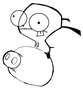 5 Step 5 : Drawing GIR holding Pet Piggy in Easy Steps Lesson
