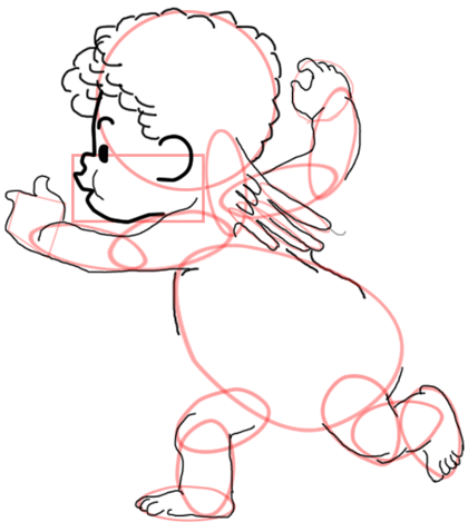 9 Step 9 : Drawing Baby Cupid Step by Step Tutorial