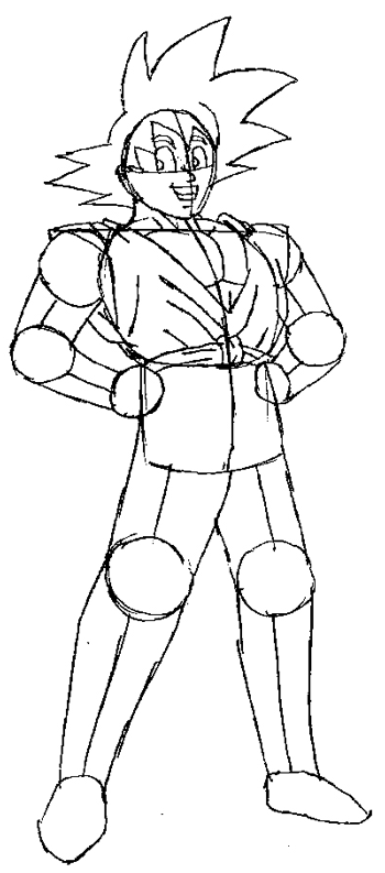 goku07 Step 7 : Drawing Son Goku from Dragon Ball Z in Easy Steps Lesson