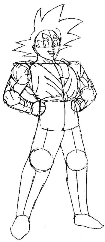 goku08 Step 8 : Drawing Son Goku from Dragon Ball Z in Easy Steps Lesson