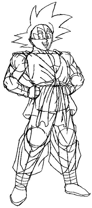 goku09 Step 9 : Drawing Son Goku from Dragon Ball Z in Easy Steps Lesson