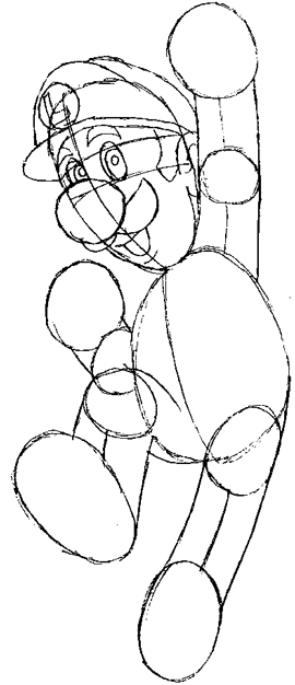 luigi06 Step 6 : Drawing Luigi from Super Mario Bros in Steps Lesson