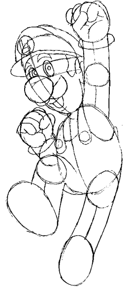 luigi07 Step 7 : Drawing Luigi from Super Mario Bros in Steps Lesson
