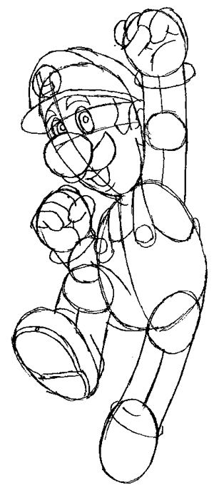 luigi08 Step 8 : Drawing Luigi from Super Mario Bros in Steps Lesson