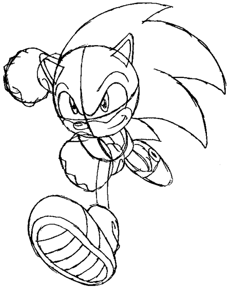 sonic07 Step 7 Drawing SOnic the Hedgehog Running
