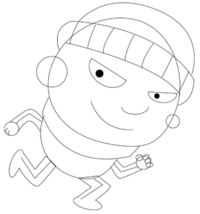 04-thief Step 4 Drawing Prowling Thief in Mask on the Prowl Tutorial