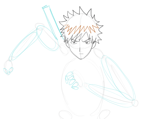 05 Step 5 : Drawing Ichigo Kurosaki in Simple Steps Tutorial