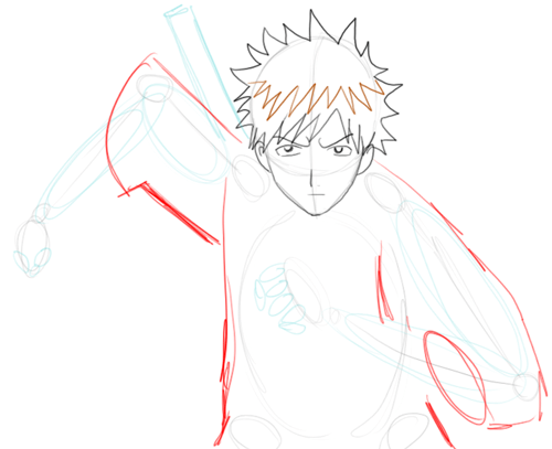 06 Step 6 : Drawing Ichigo Kurosaki in Simple Steps Tutorial